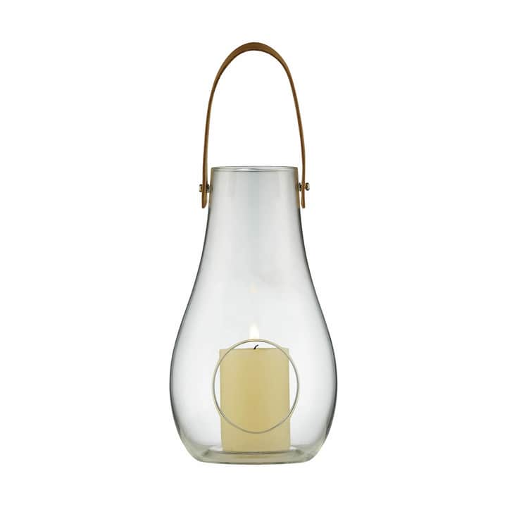 Holmegaard - Design with Light Lanterne - H 29 cm Mundblæst glas/læder - |