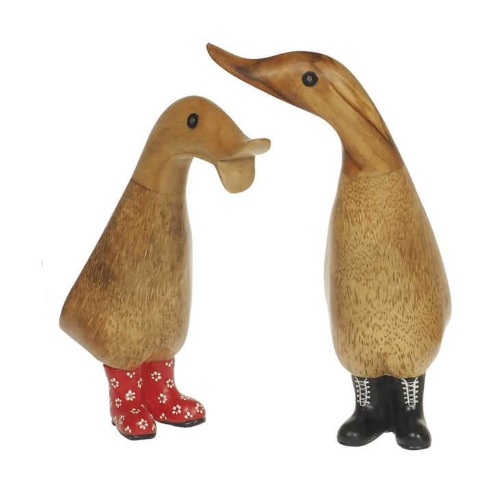 formel Klimaanlæg Forbløffe Edo - Duck Figur And m. mønstret støvle - H 18 cm – Bambus – Mønstret/træ |  Imerco