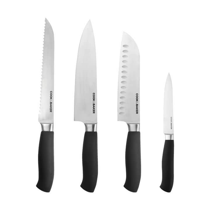 kunst løgner pels Cook & Baker - Knivsæt - 4 dele - L 12/17,5/20/20 - Brødkniv, kokkekniv,  santokukniv og universalkniv | Imerco