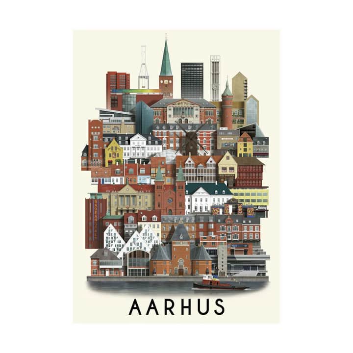 Martin Schwartz - Plakat Aarhus - B 70 x H 100 cm - Multi silk papir - Flerfarvet | Imerco